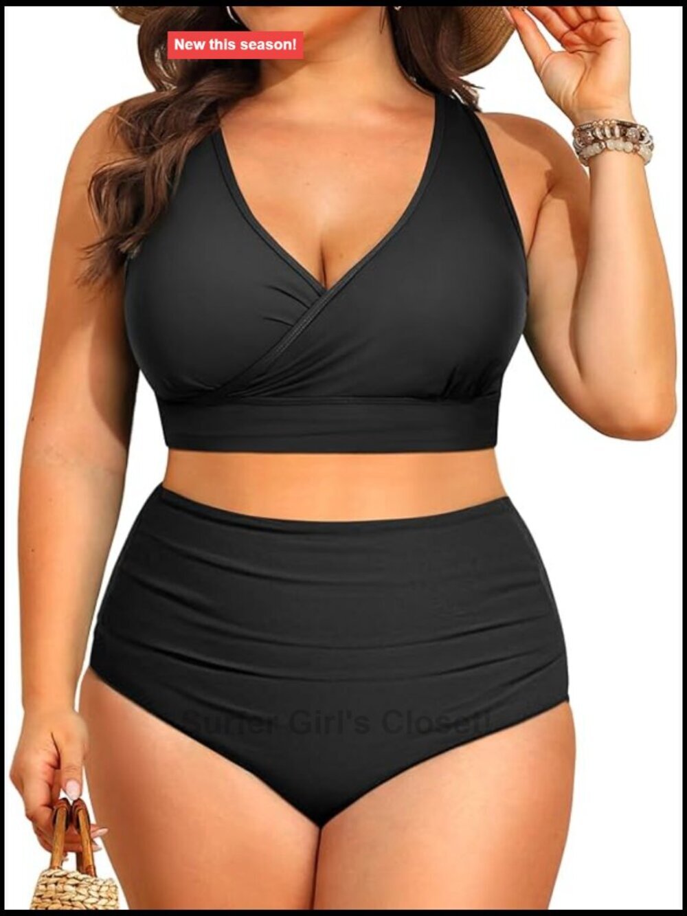 Plus Size High Waisted Bikini Set Tummy Control Two Piece Swimsuit Push Up Wrap